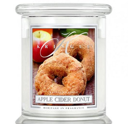 Kringle Candle Średnia świeca zapachowa z dwoma knotami Apple Cider Donut 411g