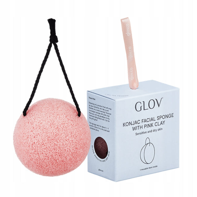Glov Konjac Facial Sponge gąbka do oczyszczania suchej i wrażliwej skóry twarzy Pink