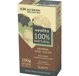 Venita Herbal Hair Color ziołowa farba do włosów 4.34 Orzechowy Brąz 100g