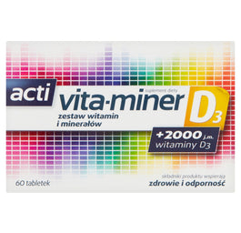 Acti vita-miner D3 zestaw witamin i minerałów suplement diety 60 tabletek
