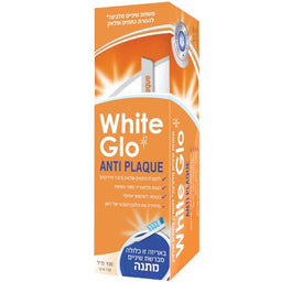 White Glo Anti-Plaque wybielająca pasta do usuwania i zapobiegania osadzaniu się kamienia nazębnego 100ml + szczoteczka