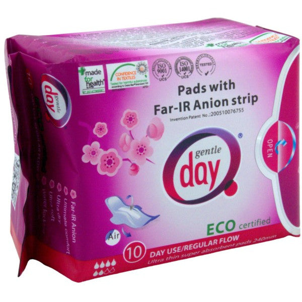 Gentle Day Pads With Far-IR Anion Strip podpaski higieniczne na dzień z paskiem anionowym eco 10szt