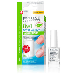 Eveline Cosmetics Nail Therapy Professional 8in1 Sensitive Total Action wzmacniająca odżywka do paznokci 12ml