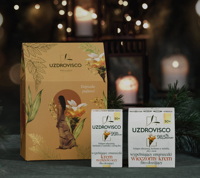 UZDROVISCO Kurkuma zestaw krem wypełniający zmarszczki na noc 50ml + krem na piękne oczy 25ml