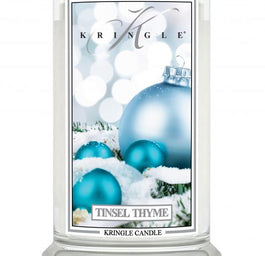 Kringle Candle Duża świeca zapachowa z dwoma knotami Tinsel Thyme 623g