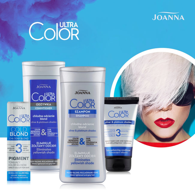 Joanna Ultra Color odżywka nadająca platynowy odcień do włosów blond rozjaśnianych i siwych 200g