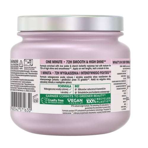 Garnier Botanic Therapy maska wygładzająca do włosów długich i porowatych Woda Ryżowa i Skrobia 340ml