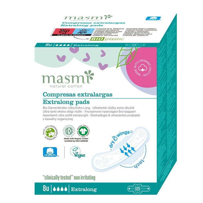 Masmi Natural Cotton ekstradługie podpaski z organicznej bawełny 8szt