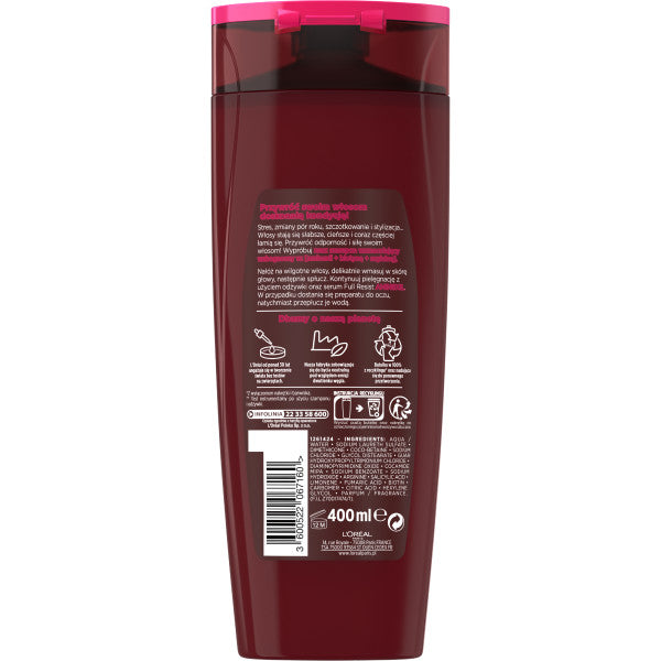L'Oreal Paris Elseve Full Resist szampon wzmacniający do włosów osłabionych z tendencją do wypadania z powodu łamliwości 400ml