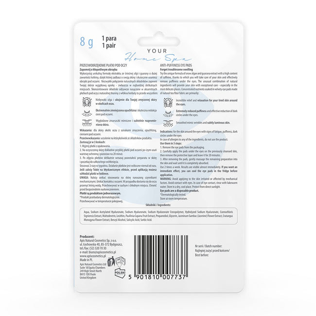 APIS Przeciwobrzękowe płatki pod oczy 1 para