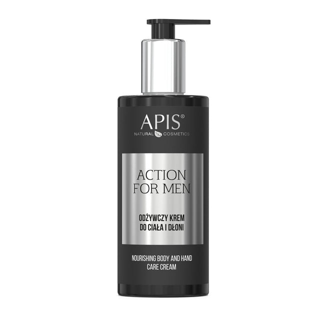 APIS Action For Men zestaw nawilżający żel do mycia ciała 3w1 300ml + odżywczy krem do ciała i dłoni 300ml