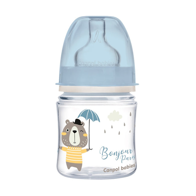 Canpol Babies EasyStart butelka szeroka antykolkowa Bonjour Paris Niebieska 120ml