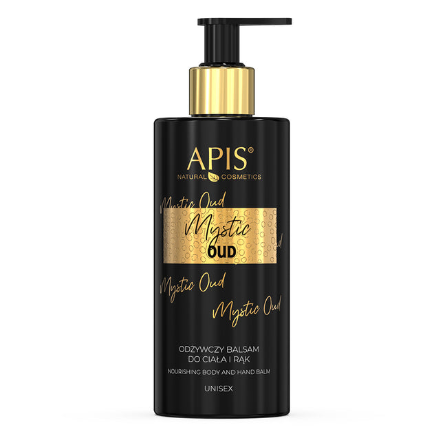 APIS Mystic Oud zestaw odżywczy balsam do ciała i rąk 300ml + nawilżający żel do mycia ciała 300ml