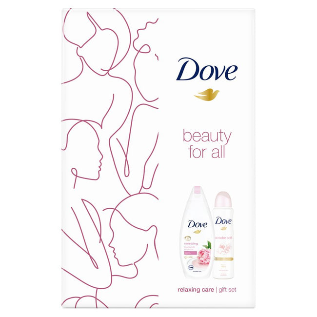 Dove Relaxing Care zestaw żel pod prysznic Renewing 250ml + antyperspirant spray Powder Soft 150ml