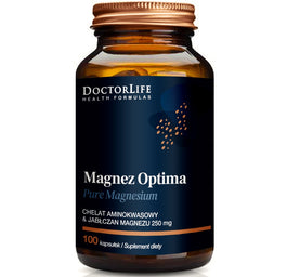 Doctor Life Magnez Optima chelat aminokwasowy i Jabłczan Magnezu 200mg suplement diety 100 kapsułek