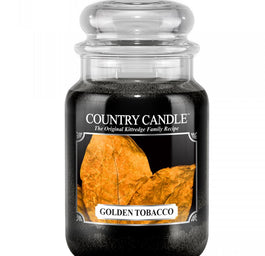 Country Candle Duża świeca zapachowa z dwoma knotami Golden Tobacco 652g