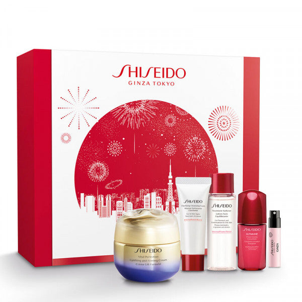 Shiseido Zestaw Vital Perfection Uplifting & Firming Cream 50ml + Clarifying Cleansing Foam 15ml + Treatment Softener 30ml + Ultimune Power Infusing Concentrate 10ml + Ginza woda perfumowana 0.8ml