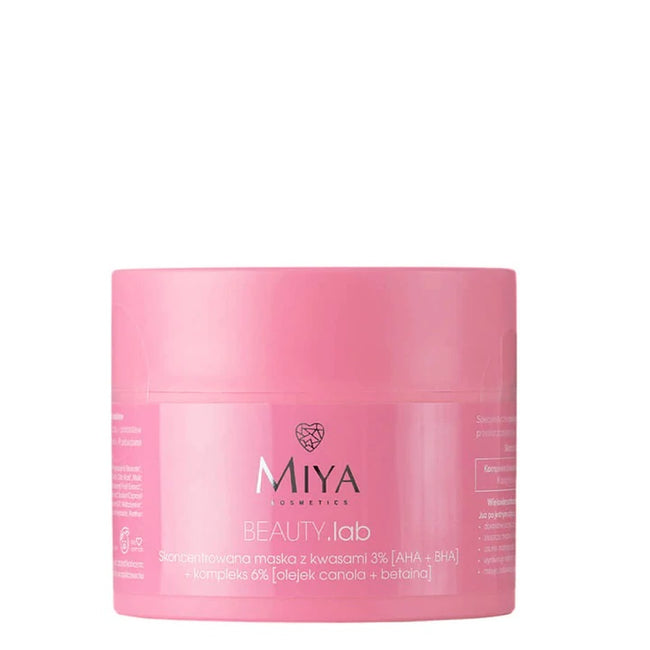 Miya Cosmetics BEAUTY Lab skoncentrowana maska z kwasami 3% [AHA + BHA] + kompleks 6% [olejek canola + betaina] 50g