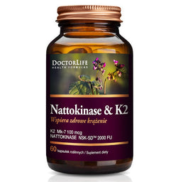 Doctor Life Nattokinase & K2 Mk-7 100mcg wspiera zdrowe krążenie suplement diety 60 kapsułek
