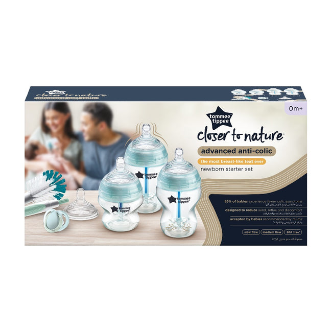 Tommee Tippee Closer To Nature Advanced Anti-Colic antykolkowy zestaw startowy dla noworodka butelka 150ml x2 + butelka 260ml x2 + szczotka do butelek + smoczek 0-6m