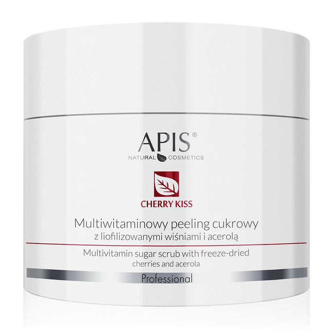 APIS Cherry Kiss multiwitaminowy peeling cukrowy z liofilizowanymi wiśniami i acerolą 220g