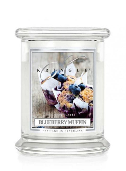 Kringle Candle Średnia świeca zapachowa z dwoma knotami Blueberry Muffin 454g