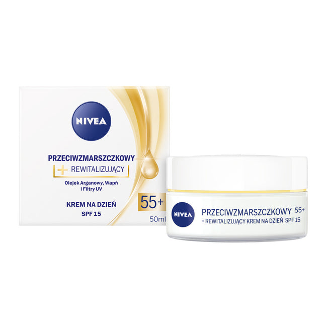 Nivea Przeciwzmarszczkowy + Rewitalizujący krem na dzień SPF15 55+ 50ml