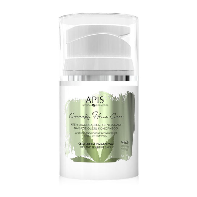 APIS Cannabis Home Care zestaw łagodząca pianka do mycia twarzy 150ml + krem łagodząco-regenerujący 50ml