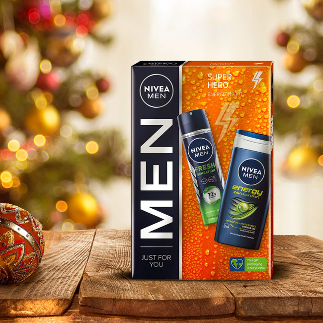 Nivea Men Super Hero zestaw antyperspirant spray 150ml + żel pod prysznic 250ml