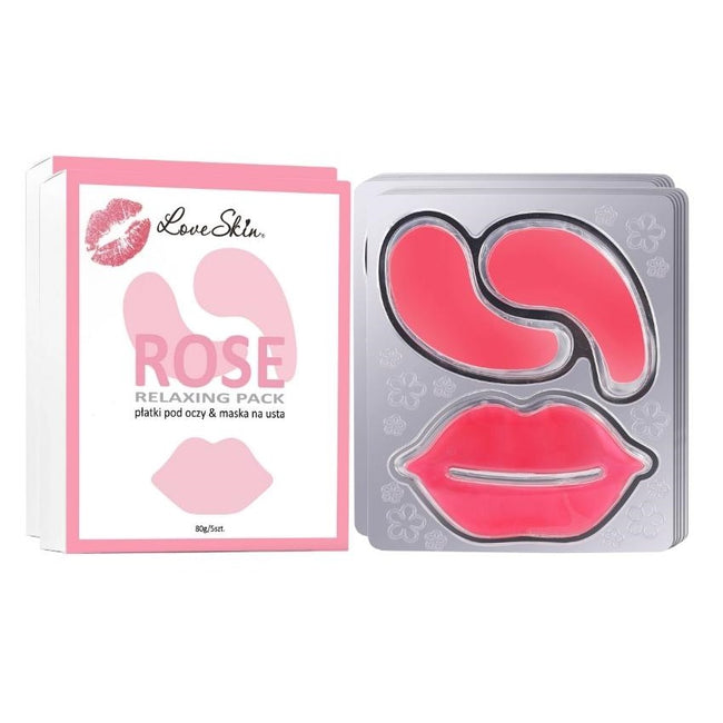 Love Skin Relaxing Pack maseczka na usta + płatki pod oczy Rose 5szt.