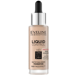 Eveline Cosmetics Liquid Control HD Long Lasting Formula 24H podkład do twarzy z dropperem 050 Golden Beige 32ml