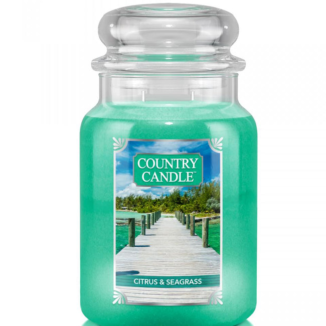 Country Candle Duża świeca zapachowa z dwoma knotami Citrus & Seagrass 652g