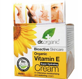 Dr.Organic Vitamin E Super Hydrating Cream intensywnie nawilżająco-regenerujący krem do skóry normalnej i suchej 50ml
