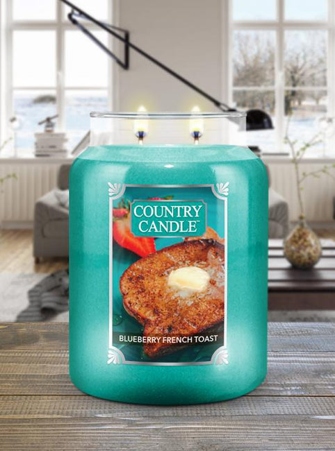 Country Candle Duża świeca zapachowa z dwoma knotami Blueberry French Toast 680g