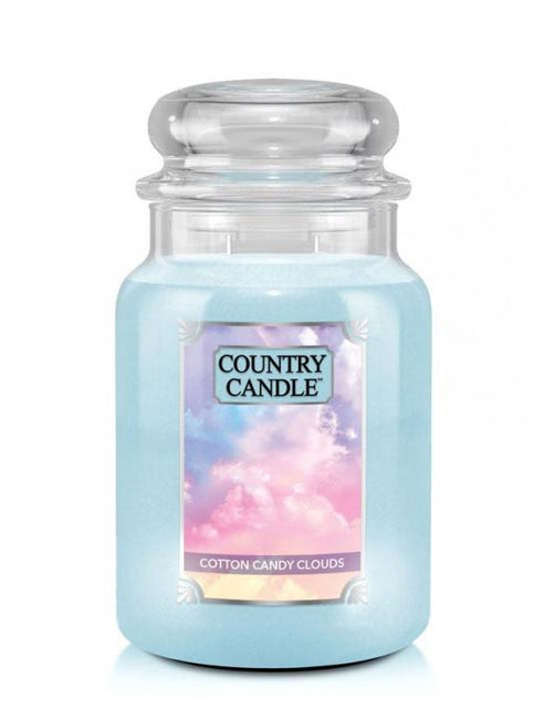 Country Candle Duża świeca zapachowa z dwoma knotami Cotton Candy Clouds 680g