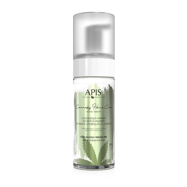APIS Cannabis Home Care zestaw łagodząca pianka do mycia twarzy 150ml + krem łagodząco-regenerujący 50ml