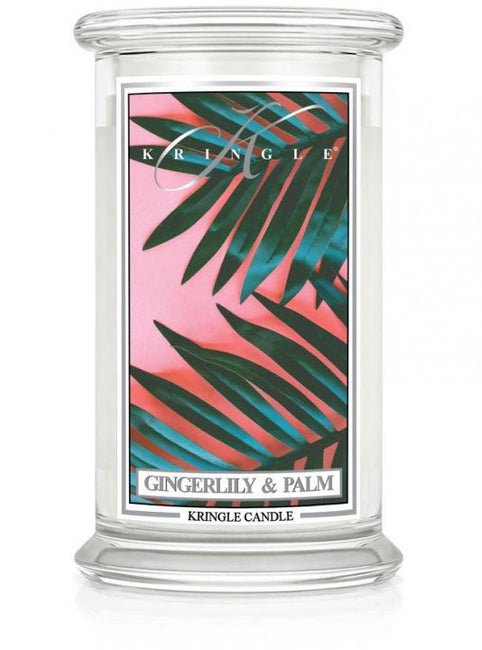 Kringle Candle Duża świeca zapachowa z dwoma knotami Gingerlily & Palm 623g