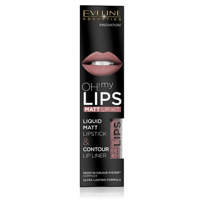Eveline Cosmetics Oh My Lips zestaw do makijażu ust matowa pomadka w płynie i konturówka 04 Sweet Lips