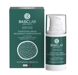 BasicLab Esteticus punktowe serum na zmiany mikrozapalne z 7% AHA/BHA i 3% kwasu azelainowego Wyciszenie i Redukcja 15ml