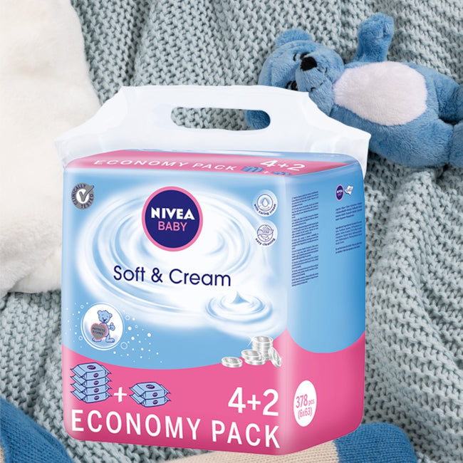 Nivea Baby Soft & Cream chusteczki oczyszczające 6x63szt.
