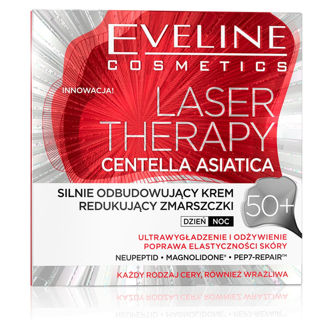 Eveline Cosmetics Laser Therapy Centella Asiatica 50+ silnie odbudowujący krem redukujący zmarszczki na dzień i na noc 50ml