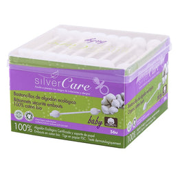 Masmi Silver Care patyczki higieniczne do uszu z bawełny organicznej dla niemowląt i dzieci 56szt