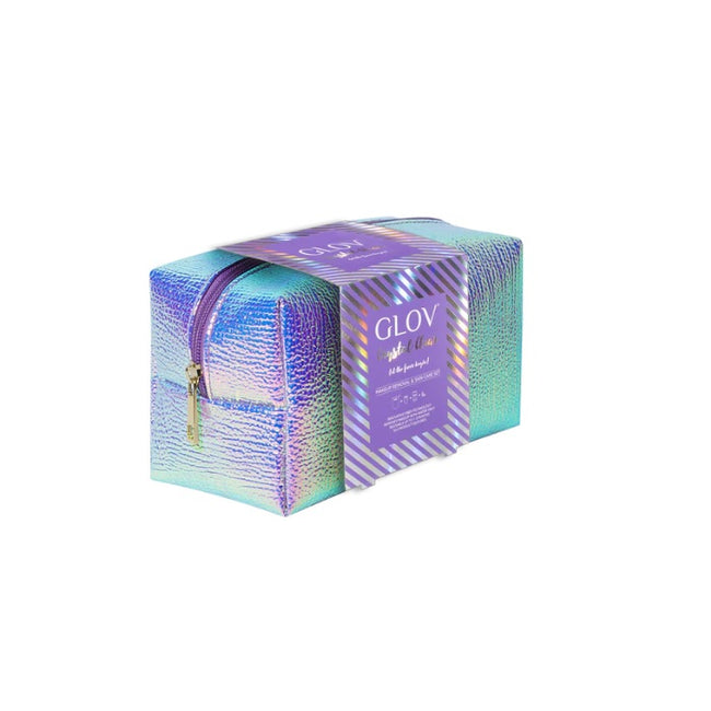 Glov Crystal Clear zestaw On-The-Go do demakijażu + Quick Treat do korekt makijażu + Magnet Cleanser do czyszczenia rękawic i pędzli + kosmetyczka