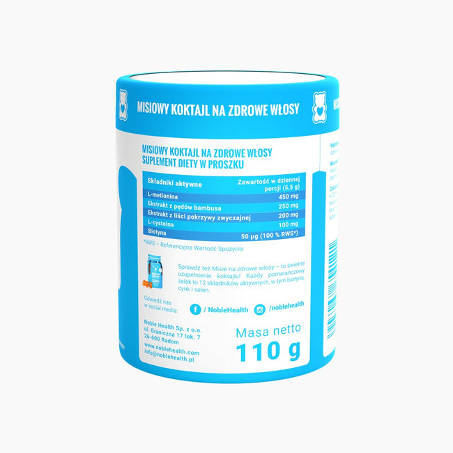 Noble Health Misiowy koktajl na zdrowe włosy suplement diety w proszku 110g