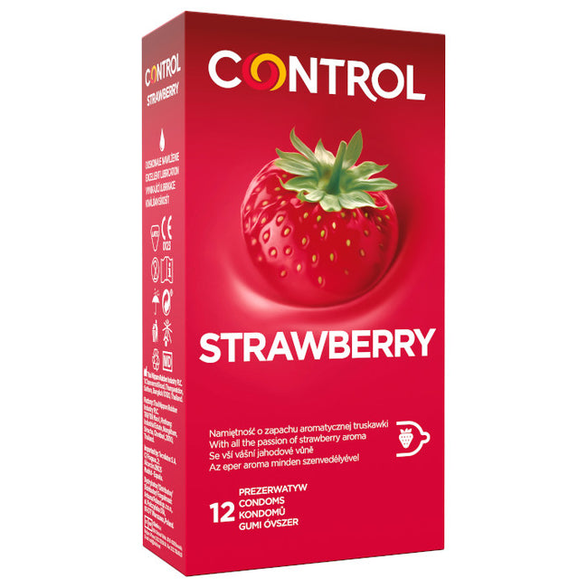 Control Strawberry prezerwatywy o smaku truskawki 12szt.