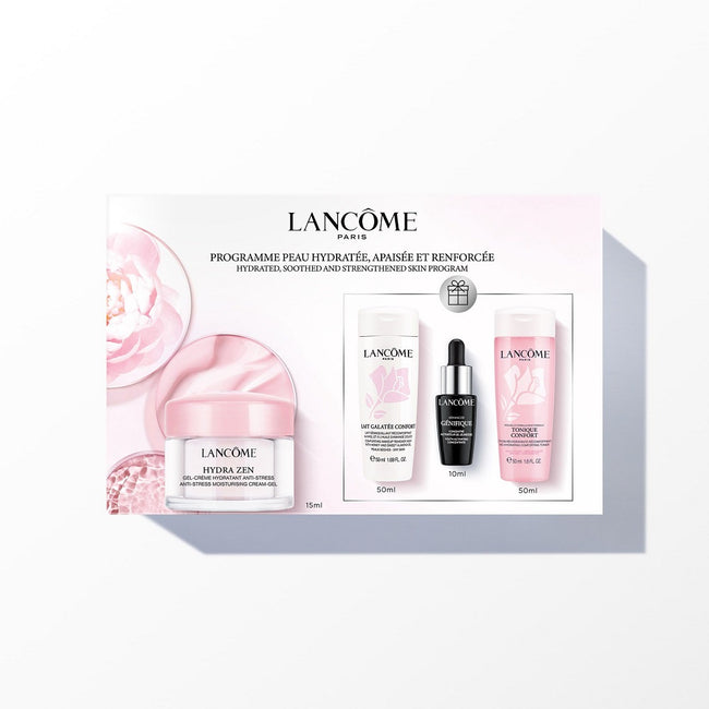 Lancome Hydra Zen Starter zestaw krem-żel do twarzy 15ml + serum do twarzy 10ml + tonik pielęgnujący 50ml + mleczko do demakijażu 50ml