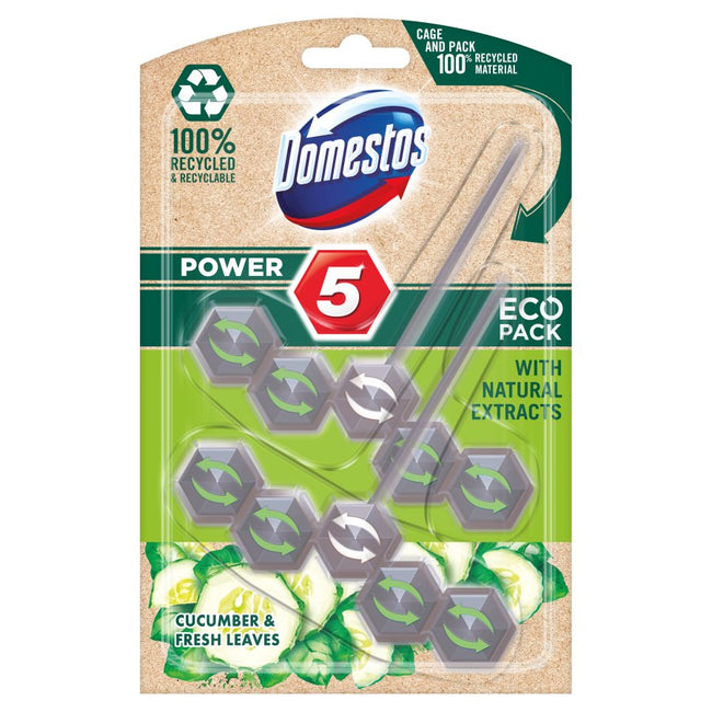 Domestos Power 5 Eco Cucumber & Fresh Leaves kostka zapachowa do toalet 2x55g