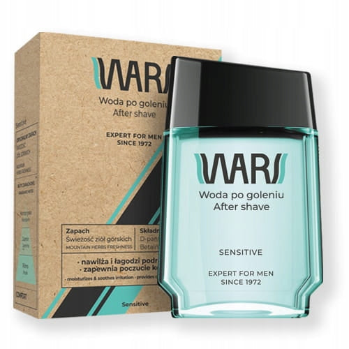 WARS Expert For Men Sensitive zestaw woda po goleniu 90ml + pianka do golenia 200ml + balsam po goleniu 125ml + pędzel do golenia