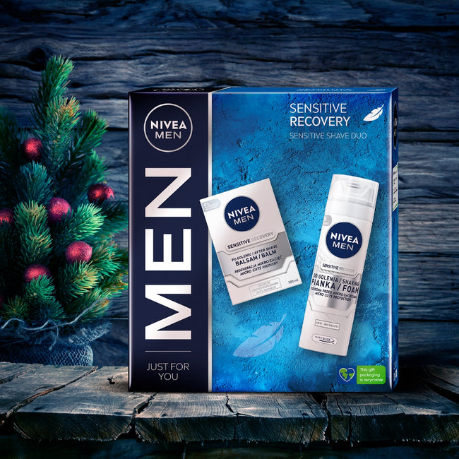 Nivea Men Sensitive Recovery zestaw balsam po goleniu 100ml + pianka do golenia 200ml