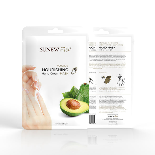 SunewMed+ Nourishing Hand Cream Mask intensywnie nawilżająco-odżywcza maska do dłoni w formie rękawiczek Awokado